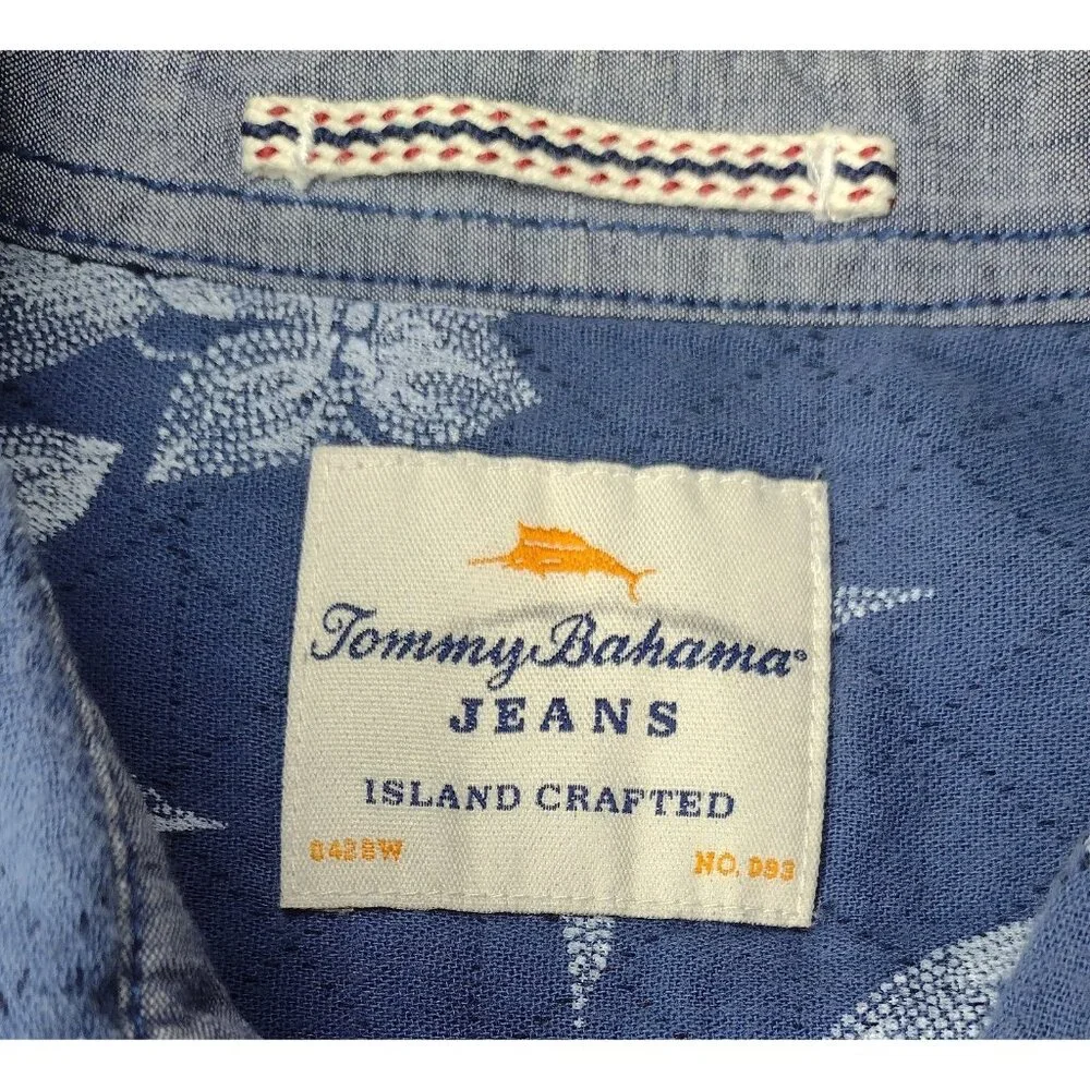 Tommy Bahama Jeans Island Crafted Button Shirt L Hawaiian Knit Tropical Beach
